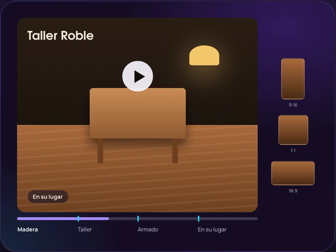 Ejemplo: video y formatos para redes de Taller Roble